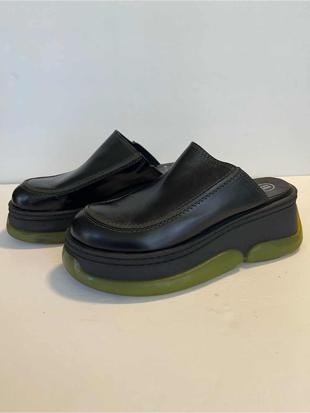 E8 By Miista Brietta Mule Black Leather Chunky Platform Sole Slip-On Size 10 - Picture 6 of 16